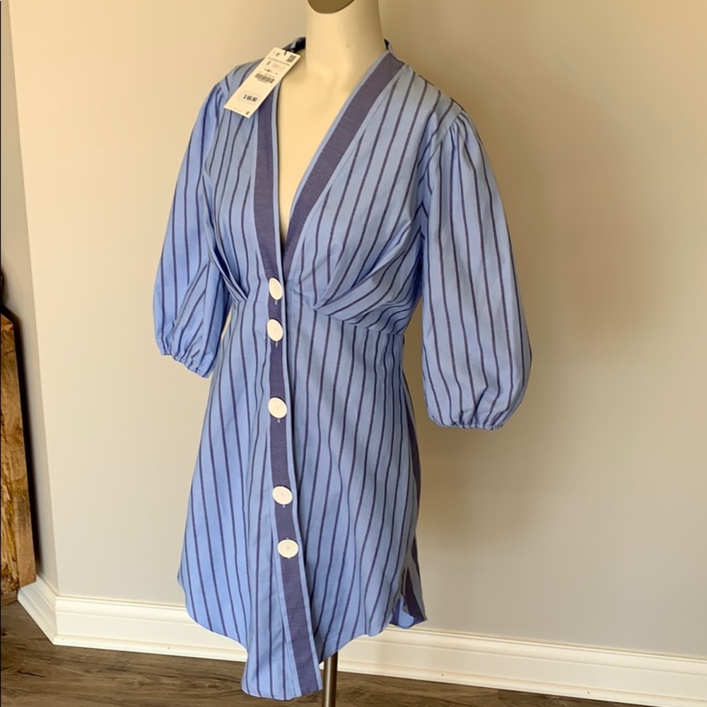 Blue Striped Tunic Zara Woman